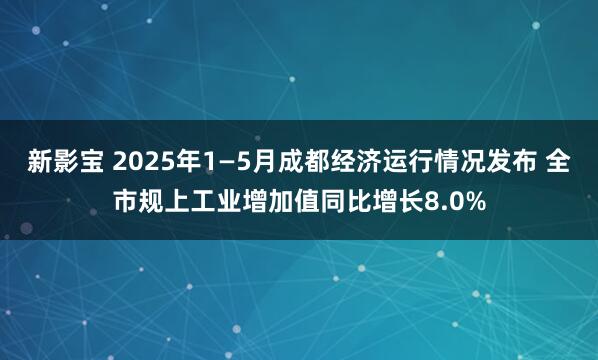 新影宝 2025年1—5月成都经济运行情况发布 全市规上工业增加值同比增长8.0%