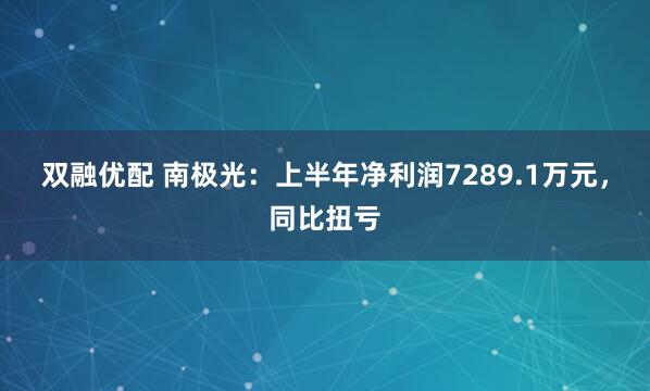 双融优配 南极光：上半年净利润7289.1万元，同比扭亏