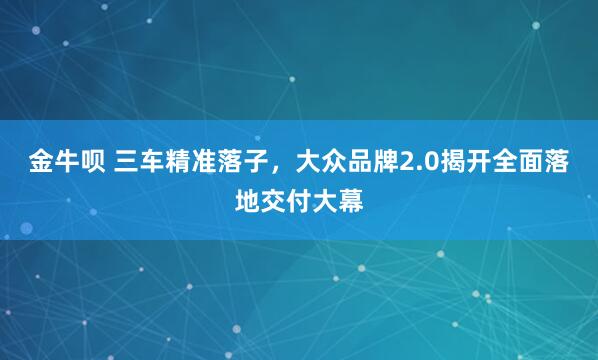 金牛呗 三车精准落子，大众品牌2.0揭开全面落地交付大幕